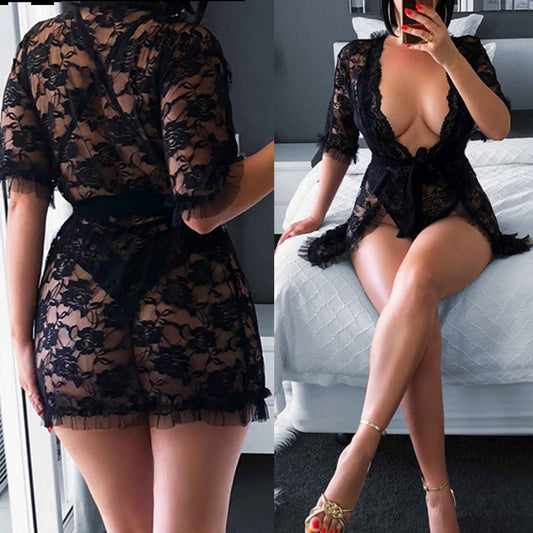 See-through Seductive Light Lace Mesh Pajamas