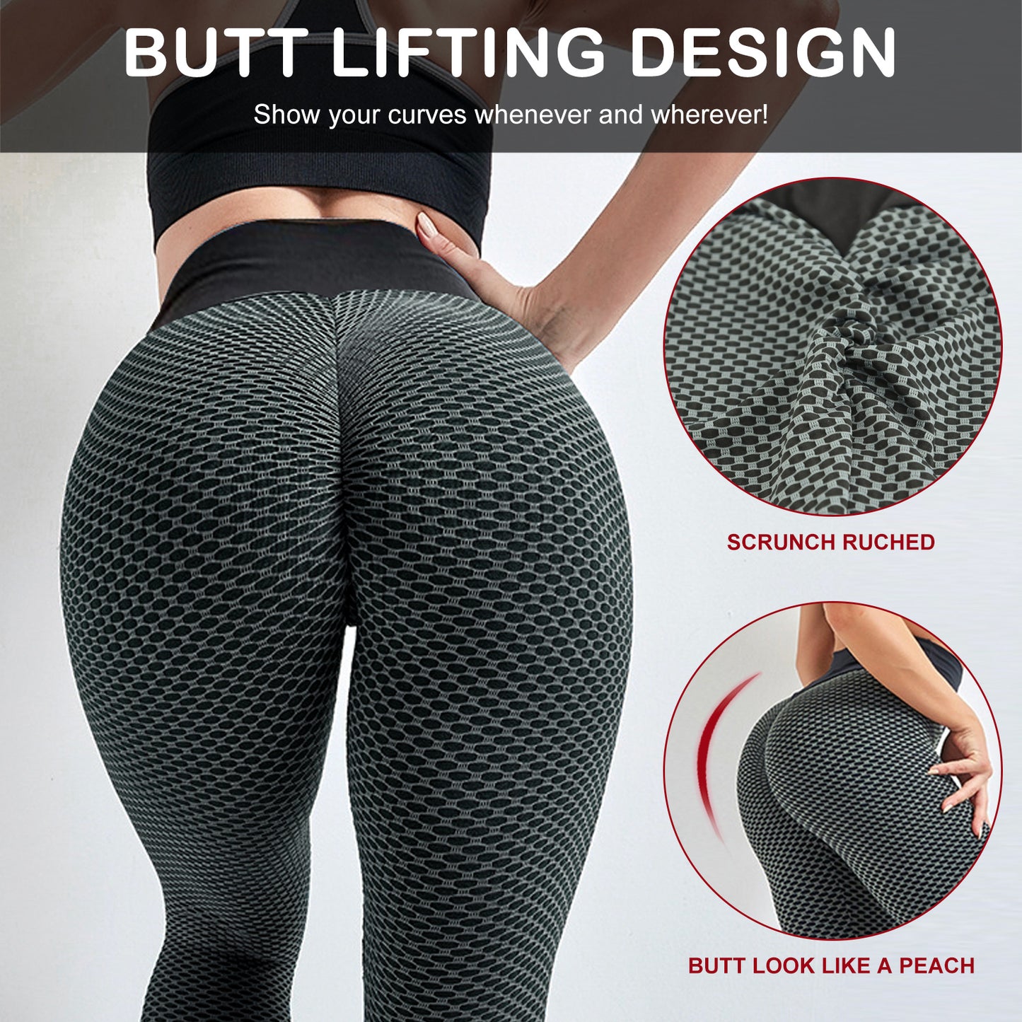 Leggings Women Butt Lifting Workout Tights Plus Size Sports High Waist Yoga Pants.