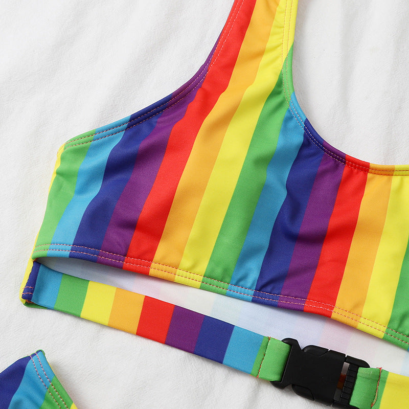 Split Rainbow Bar Women's Bikini