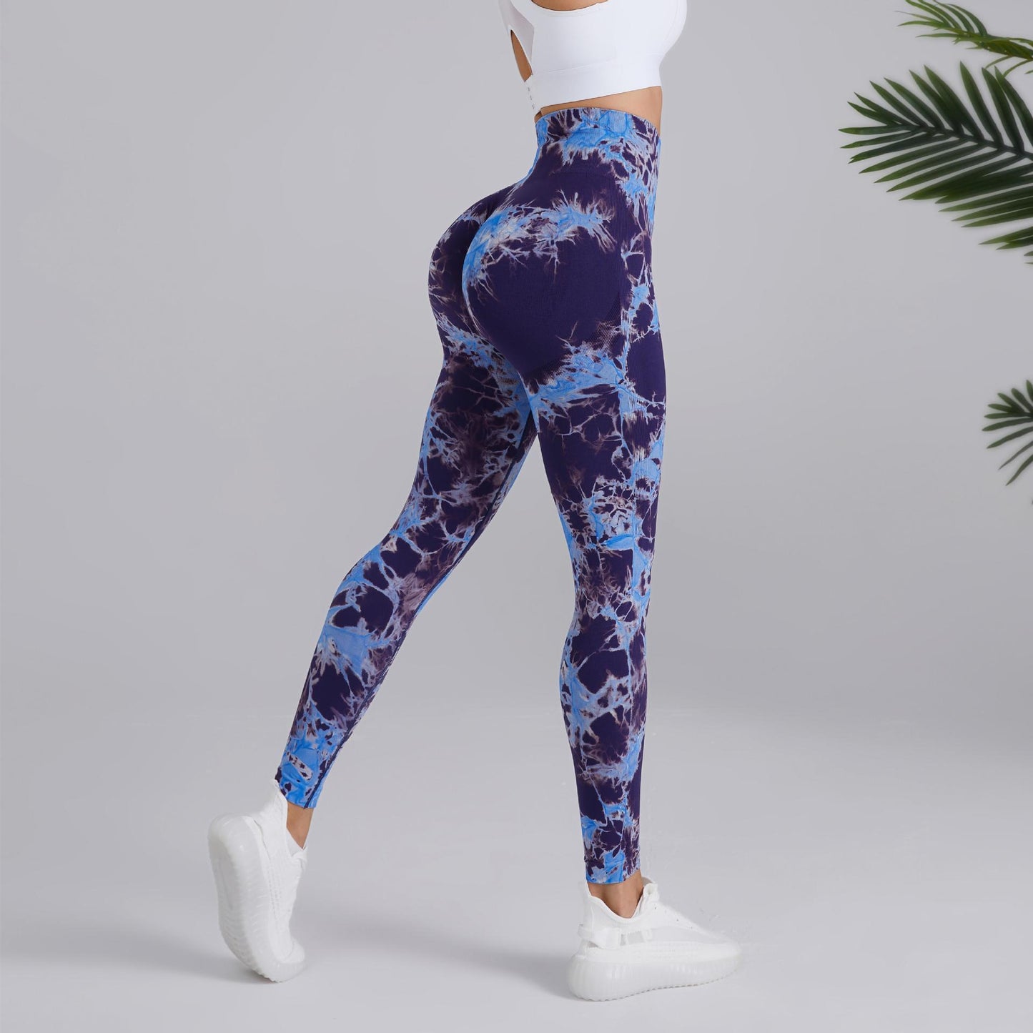 Tie-dye Printed Yoga Pants Fashion Seamless High-waisted Hip-lifting Trousers Sports Running Fitness Pants For Women Clothing