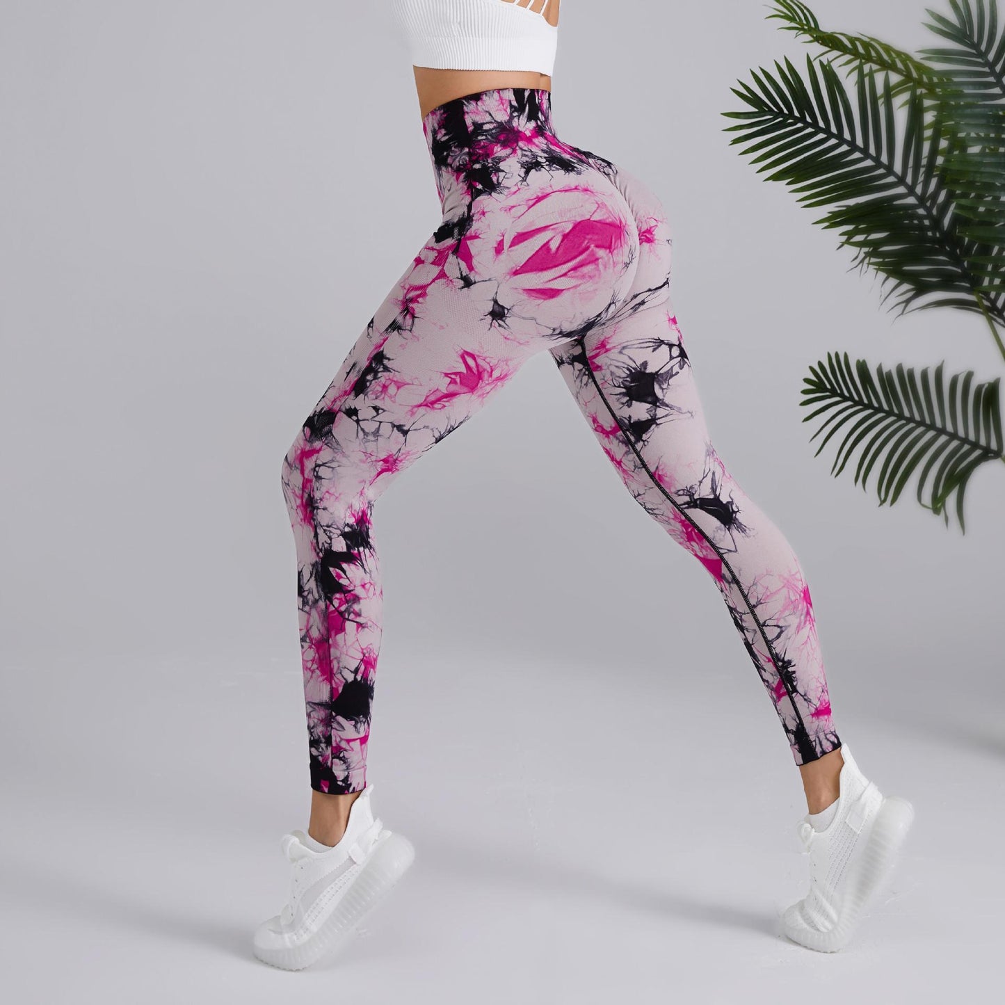 Tie-dye Printed Yoga Pants Fashion Seamless High-waisted Hip-lifting Trousers Sports Running Fitness Pants For Women Clothing