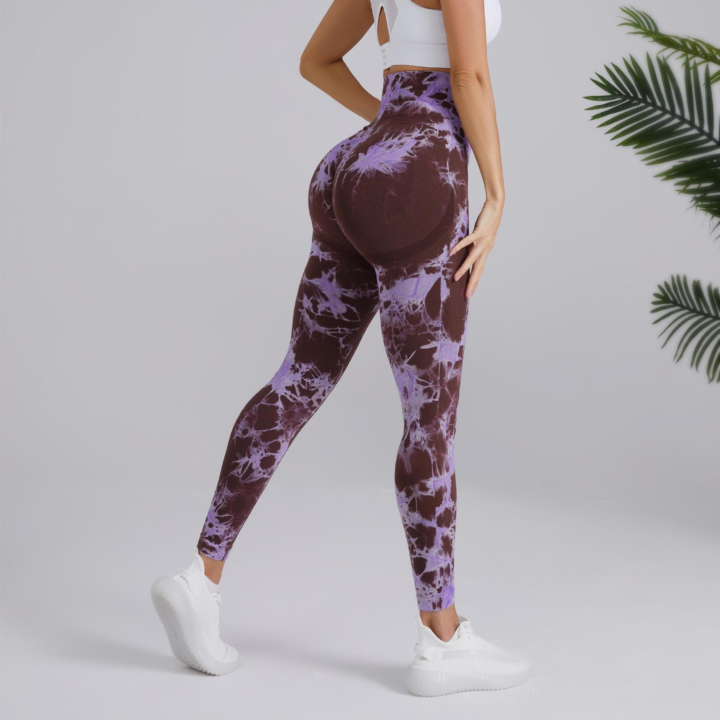 Tie-dye Printed Yoga Pants Fashion Seamless High-waisted Hip-lifting Trousers Sports Running Fitness Pants For Women Clothing