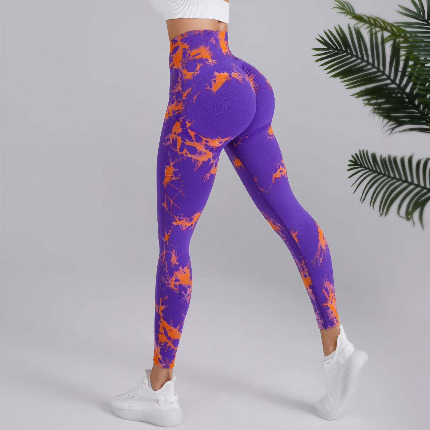 Tie-dye Printed Yoga Pants Fashion Seamless High-waisted Hip-lifting Trousers Sports Running Fitness Pants For Women Clothing