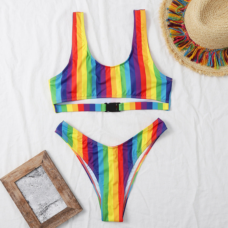 Split Rainbow Bar Women's Bikini