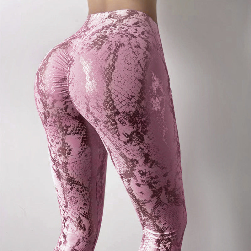 Snakeskin Pattern Peach Hip Fitness High-waist Hip-lifting Sweatpants